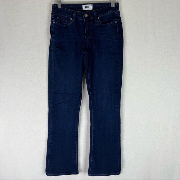 Paige Jeans Women’s 27 Blue Dark Wash Manhattan Bootcut Denim Stretch Pockets - Picture 2 of 11